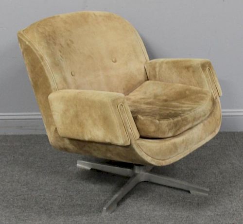 Vintage Suede Upholstered Swivel Chair