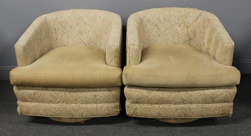 MIDCENTURY. Pair of Upholstered Swivel Chairs.