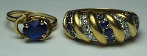 JEWELRY. Sapphire and Gold Ring Grouping.