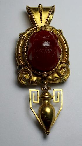 JEWELRY. Etruscan Style Gold Pendant/Brooch.