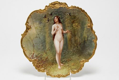 B&H Limoges KPM-Manner Cabinet Plate w. Nude