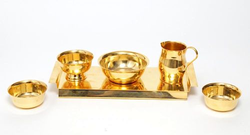 Tea Service in 24K Gold-Plated Metal, 6 Pcs