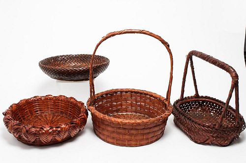 Japanese Ikebana Bamboo Baskets, 4 Vintage