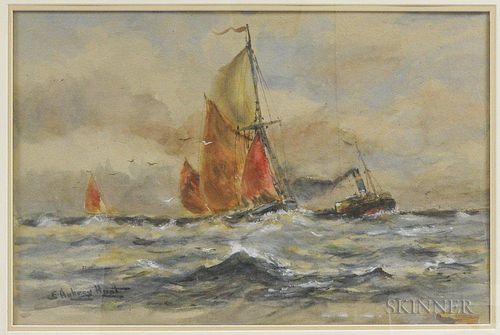 Edmund Aubrey Hunt (American, 1855-1922)      Vessels in Choppy Waters