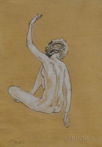 Arthur Bowen Davies (American, 1863-1928)      Seated Nude