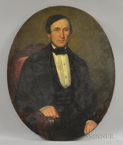 American School, 19th/20th Century      Half-length Portrait of a Seated Man in Formal Attire.