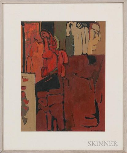 American School, 20th Century      Abstract in Orange and Red