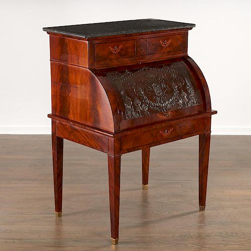 French Empire armorial-carved bureau de cylindre