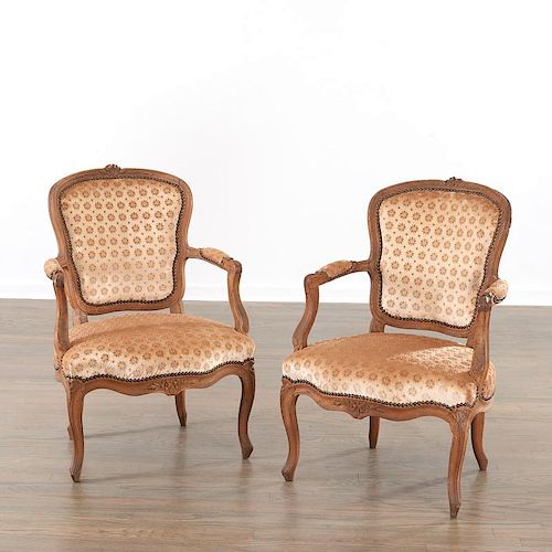 Pair Louis XV beechwood fauteuils