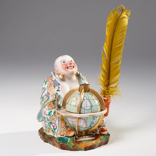 Jacob Petit (attrib.) porcelain Buddha inkwell