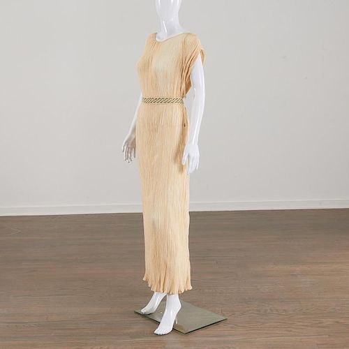 Mariano Fortuny ivory cotton Delphos gown