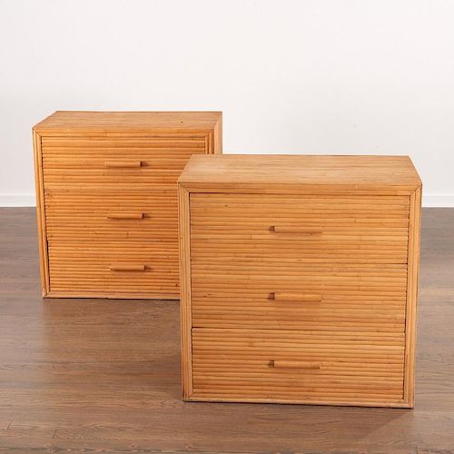 Pair of Mid-Century rattan chests of drawers