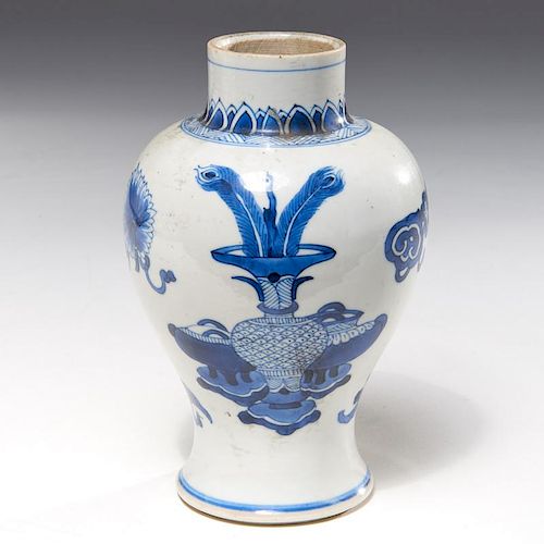 Old Chinese blue and white Meiping vase