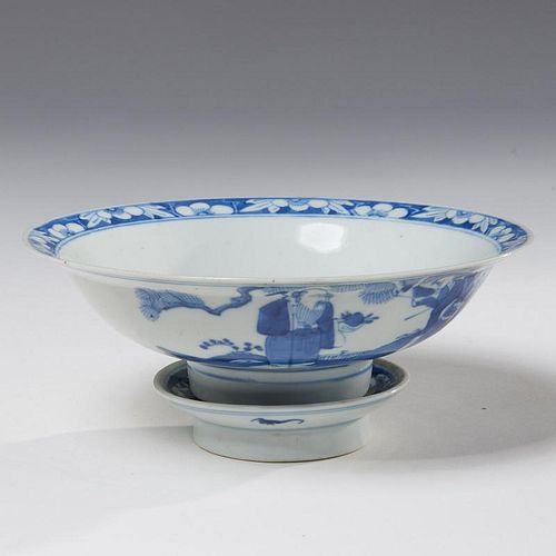 Chinese blue and white bowl on stand