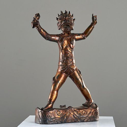 Tibetan lacquered gilt bronze wrathful Deity