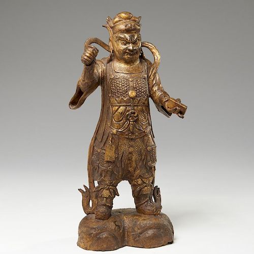 Ming style gilt bronze warrior figure