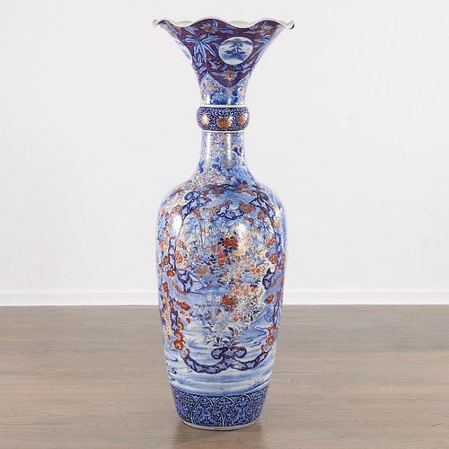 Massive Japanese Imari porcelain floor vase