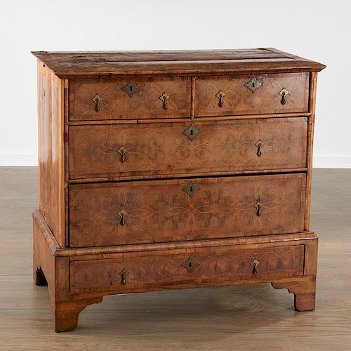 William & Mary oyster veneered chest of drawers