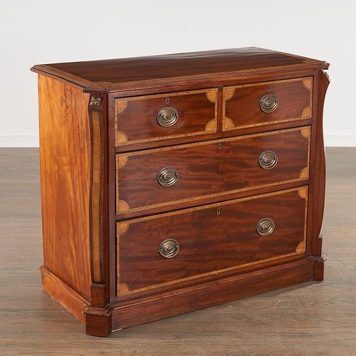 George III mahogany and satinwood chest of drawers