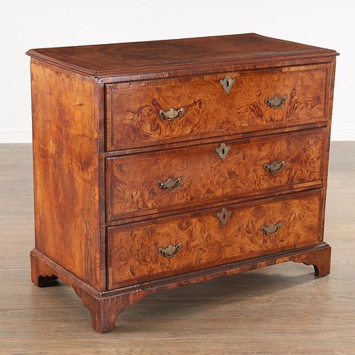 George II style burl chest of drawers