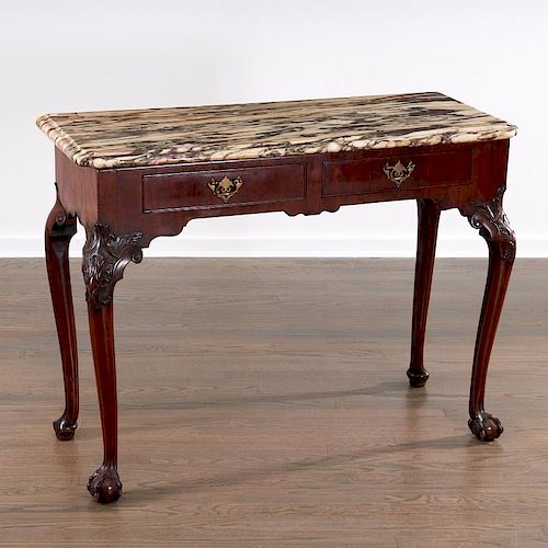 George II mahogany marble top console
