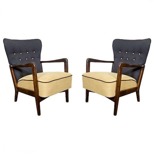 Mid-Century Modern Fritz Hansen Arm Chairs, Pair