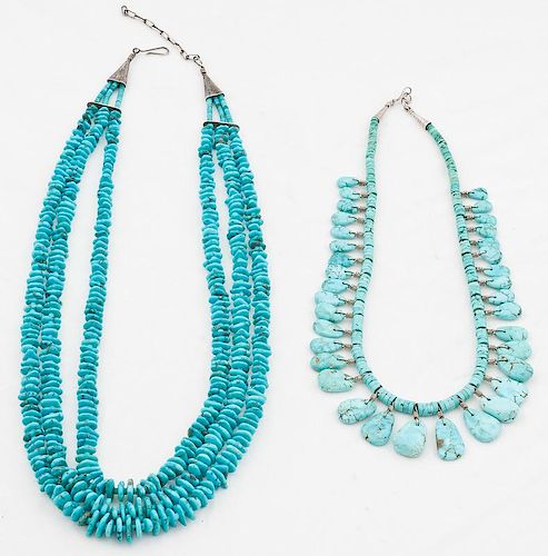 Joe and Terry Reano (Kewa, 20th century) Turquoise Necklaces