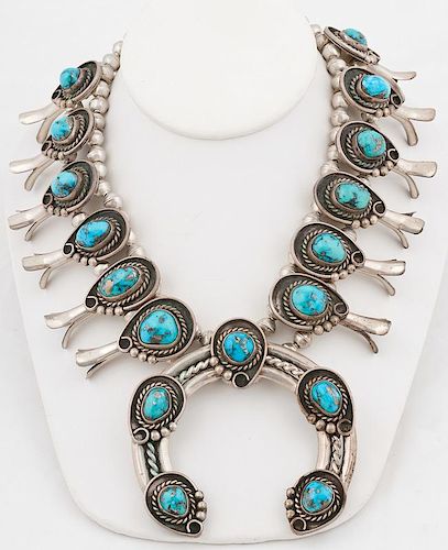 Navajo Silver and Turquoise Squash Blossom