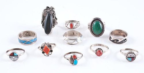 Southwestern Style Assorted Rings, Sizes 4-5, from Estate of Lorraine Abell (New Jersey, 1929-2015)