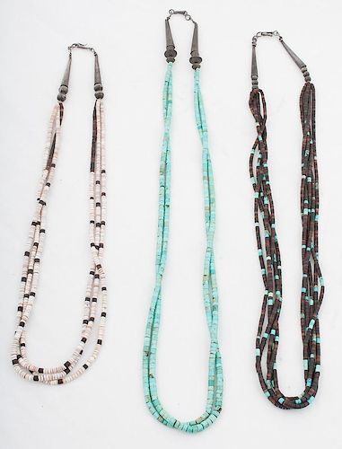 Rolled Turquoise and Heishi Necklaces