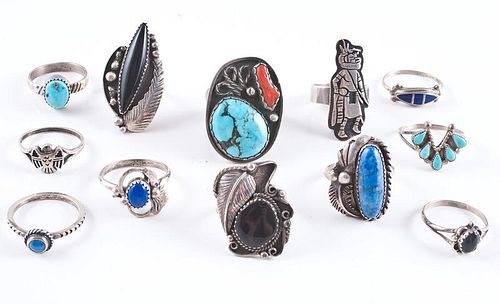 Southwestern Style Rings Sizes 8-9, from Estate of Lorraine Abell (New Jersey, 1929-2015)