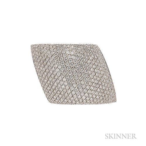 18kt Gold and Diamond Ring, Vhernier, pave-set with full-cut diamonds, approx. total wt. 5.00 cts., 22.2 dwt, signed, size 7 