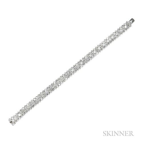 18kt Gold and Diamond Bracelet, Van Cleef & Arpels, composed of three rows of round brilliant-cut diamonds, approx. total wt.