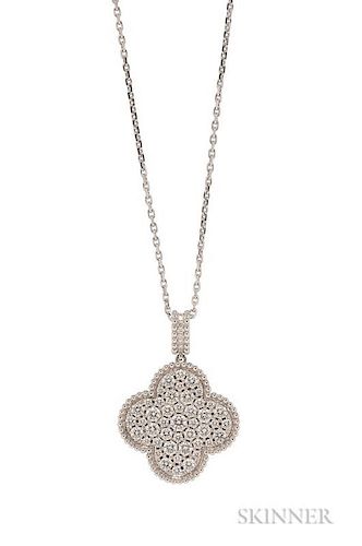 18kt White Gold and Diamond "Magic Alhambra" Long Necklace, Van Cleef & Arpels, one motif, pave-set with full-cut diamonds, s