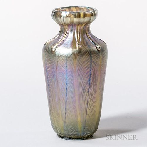 Tiffany Favrile Pulled Feather Vase