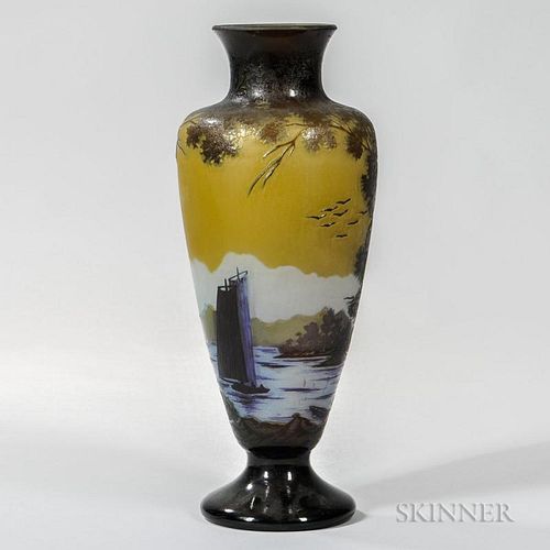 Cameo Decorated Vase After Galle