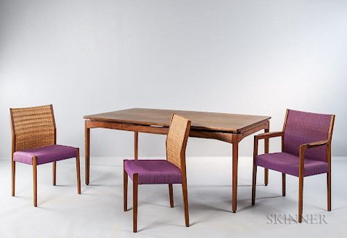 Jens Risom Floating Dining Table and Six Chairs