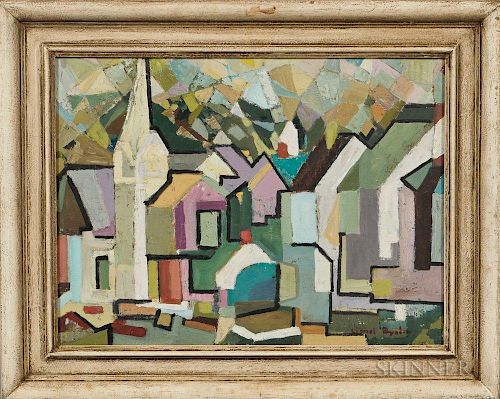 Lionel Byalin (American, 1906-1972)  Cubist Town View