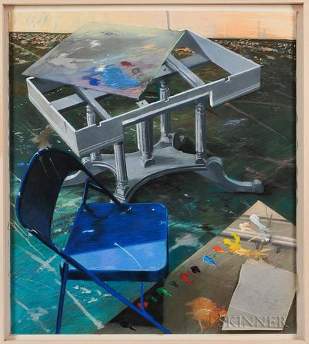 Joe Naujokas (American, b. 1958)  Blue Chair/Green Floor