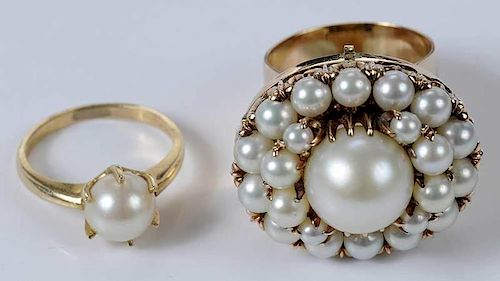Two 14kt. Pearl Rings