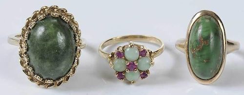 Three Gold & Gemstone Rings