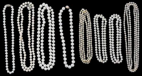 Eight Pearl Necklaces