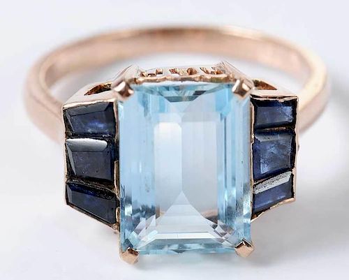 14kt. Aquamarine & Sapphire Ring