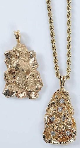 Two 14kt. Nugget Pendants