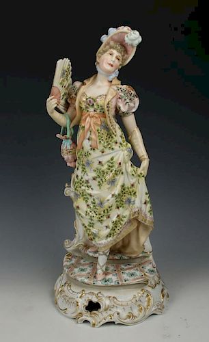 Dresden Volkstedt figurine "Lady with Fan"