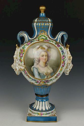 19C Sevres porcelain Lidded Urn signed Rochette