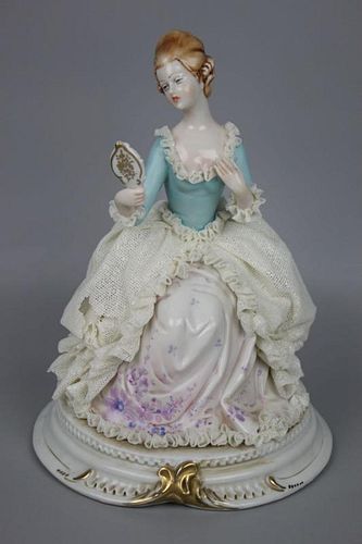 Capodimonte Figurine "Lady with Mirror"
