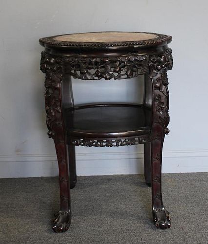 Large and Finely Carved Chinese Hardwood Table