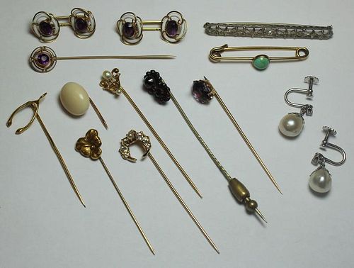 JEWELRY. Grouping of Earrings and Stickpins.