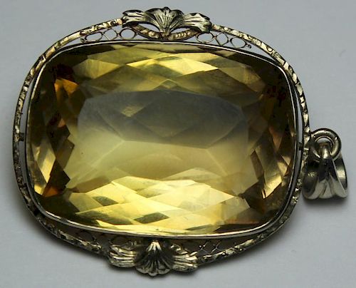JEWELRY. 14kt Gold and 68 Ct. Topaz Pendant.
